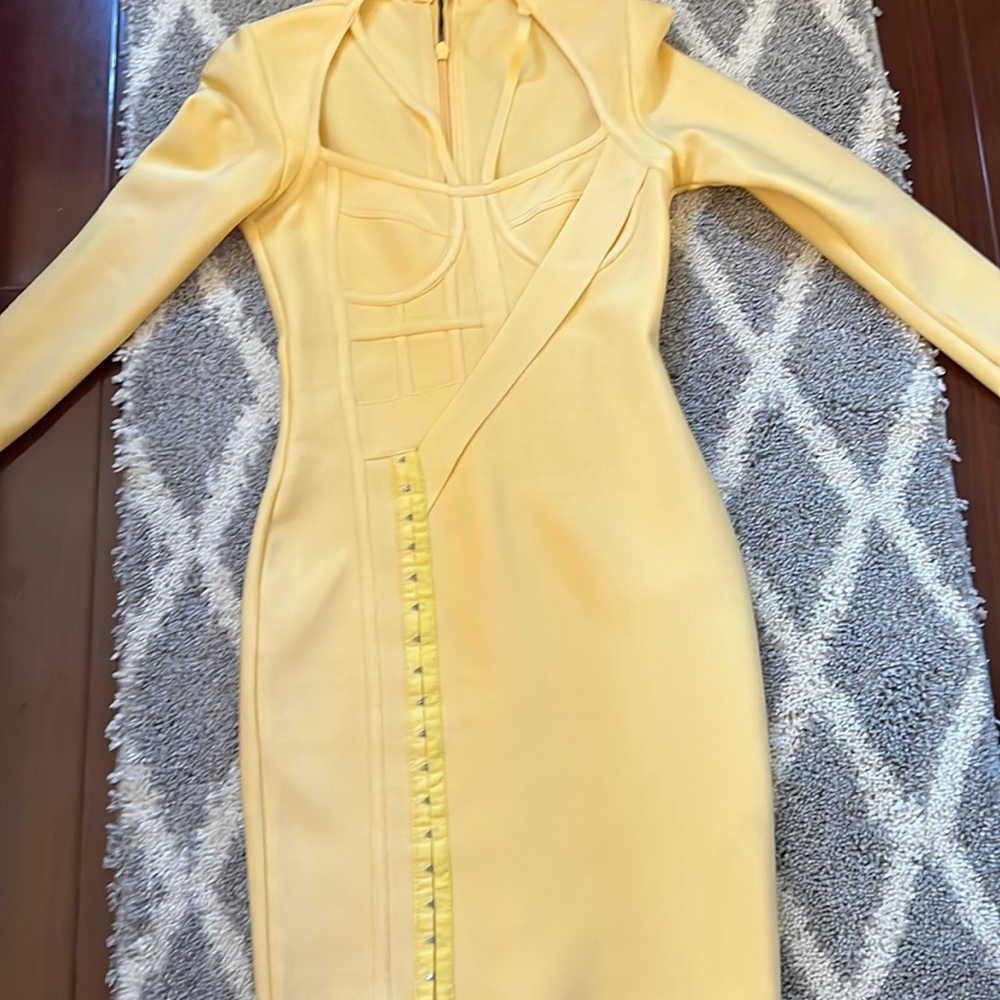 Yellow bandage dress worn once